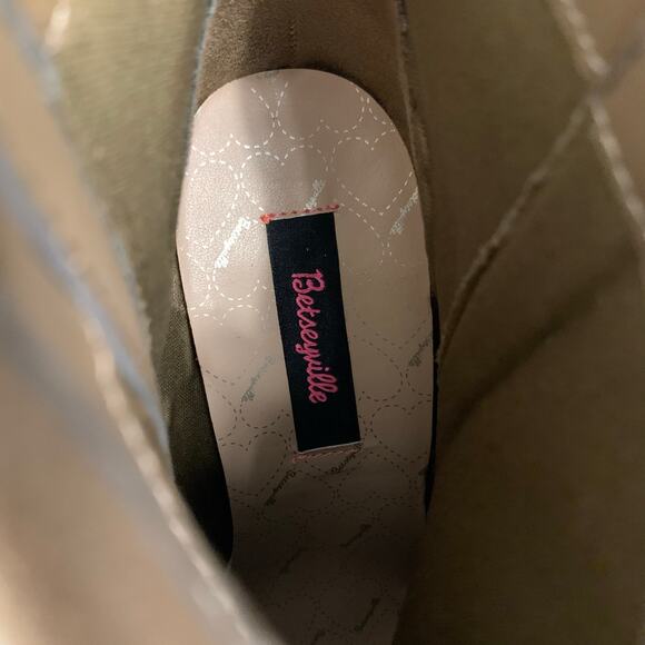 Betseyville by Betsey Johnson Fringe Tan Wedge Ankle Boots Size 7 - Picture 8 of 10